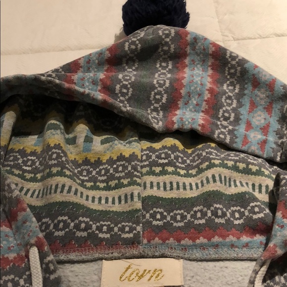 Grey pullover boho hoodie Pom Pom size small - Picture 6 of 8